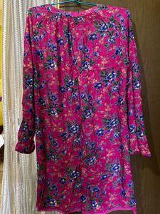 Pink Floral Long Sleeve Tunic
