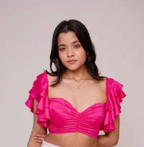 Ruffled Magenta Crop Top