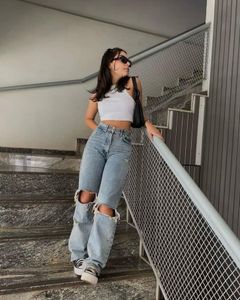 Y2k Pintresty Ripped Knee Jeans