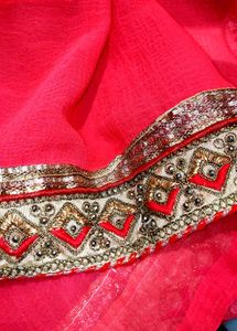 Saree Double Colour With Blouse Beautiful Looking