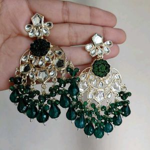 Green Kundan Earrings