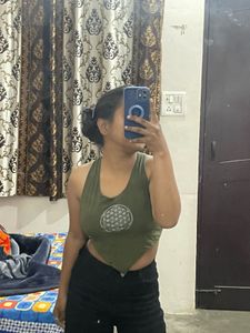 Green Halter Crop Top