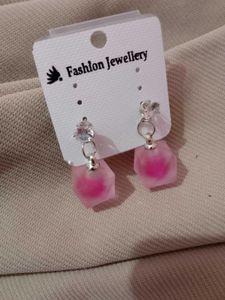 Frosted Blush: Pink Dangle Earrings