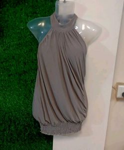 Backless Neck Gathered Halter Top