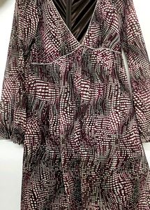 Korean New V Neck Viscoss Flare And Fit Dress
