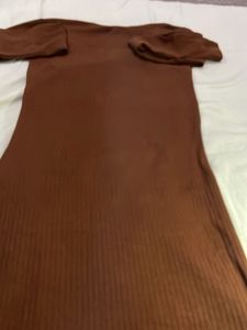 Brown Ribbed Bodycon