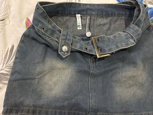 NewMe Denim Belted Mini Skirt/Skort