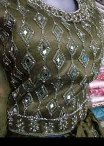 Green Embellished Lehenga Choli