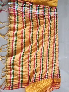 Yellow Checkered Cotton Saree