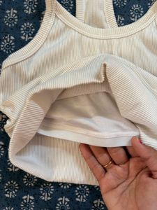 White Ribbed Active Crop Top