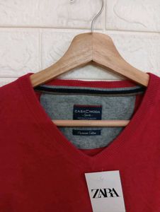 Zara Red V-Neck Sweater - New with Tags