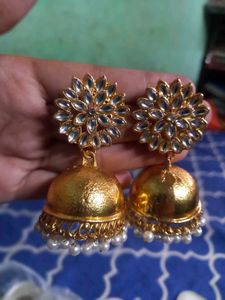 Gold Jhumka Earrings