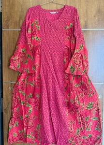 Floral Print Pink Kurta