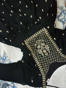 Elegant Black & Gold Embroidered Dress