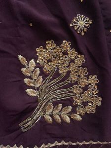 Purple &amp; Gold Embellished Fabric
