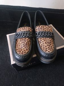 Leapord Print Blend Platform Loafers