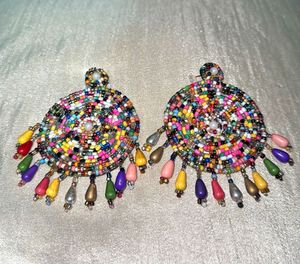 Handmade Colorful Beaded Statement Earrings