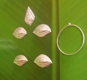 Set Of 2 Pure Silver Eyes, 1 Bindi And Ring