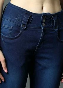 Women Blue Slim Fit High-Rise Clean Look