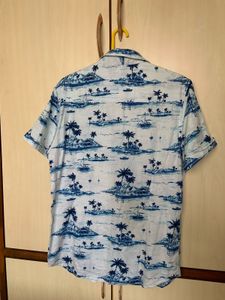 White And Blue Printed Shirt For Men