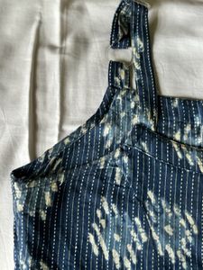 ANAYNA BLUE MOTIF SLEEVELESS KURTI