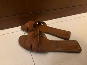 Zara Brown Leather Slides