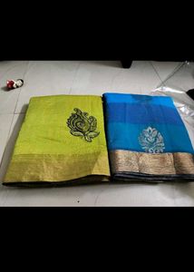 Combo Of 2 Unused Elegant Sarees - Green &amp; Blue