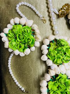 Floral Jewellery Set With Pearls 💚💚💛💛