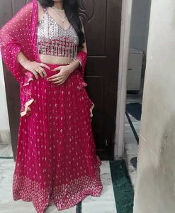 💞Hot Pink Mirror Work Lahenga💞