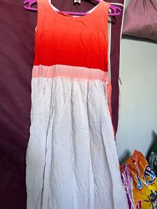 Orange & White Dress