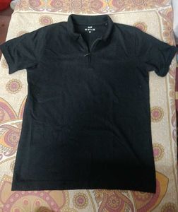 Black Ribbed Polo Shirt