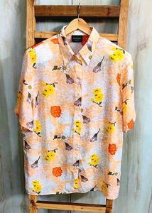 Orange Printed Shirt Size-42