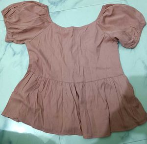 Cute Pink Peplum Top For Women