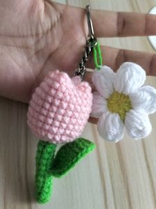 Crocheted Tulip Flower Keychain