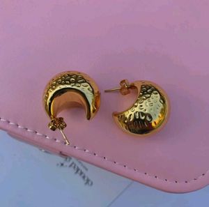 Gold Hammered Hoop Antiturnish Earrings