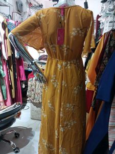 NEW WITH TAG YELLOW FANCY A-LINE DRESS FOR WOMEN