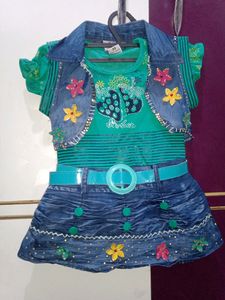 1-2 YrSea Green Midi With Jacket And Belt