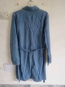 Blue Denim Dress With Tie Belt!