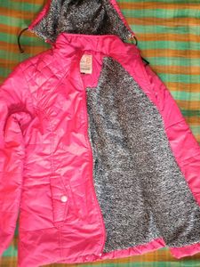Pink Quilted Jacket with Hood