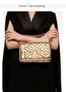 Zara Gold Quilted Clutch