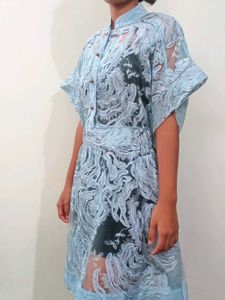 Elegant Blue Lace Dress