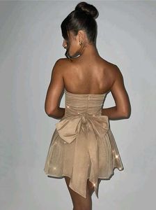 Strapless Sparkly Gold Mini Dress