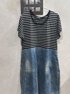 Striped Top Denim Dress