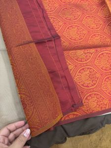 🆕 Ivory Red Silk Saree