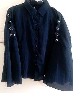 Navy Blue Top And Narrow Denim