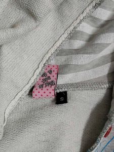 Gray Hoodie with Blue Floral Design