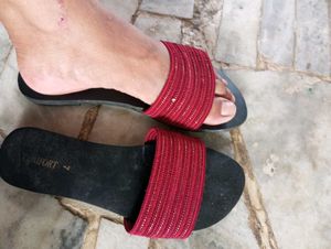 Red And Green Sandal.