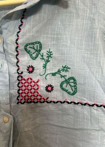 Embroidered Crop Shirt