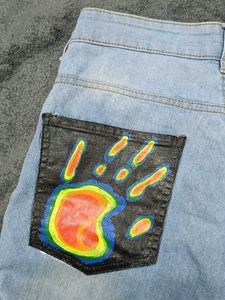 Y2k Handprint Denim Shorts