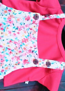 BABY GIRL FLORAL PINK DUNGAREE